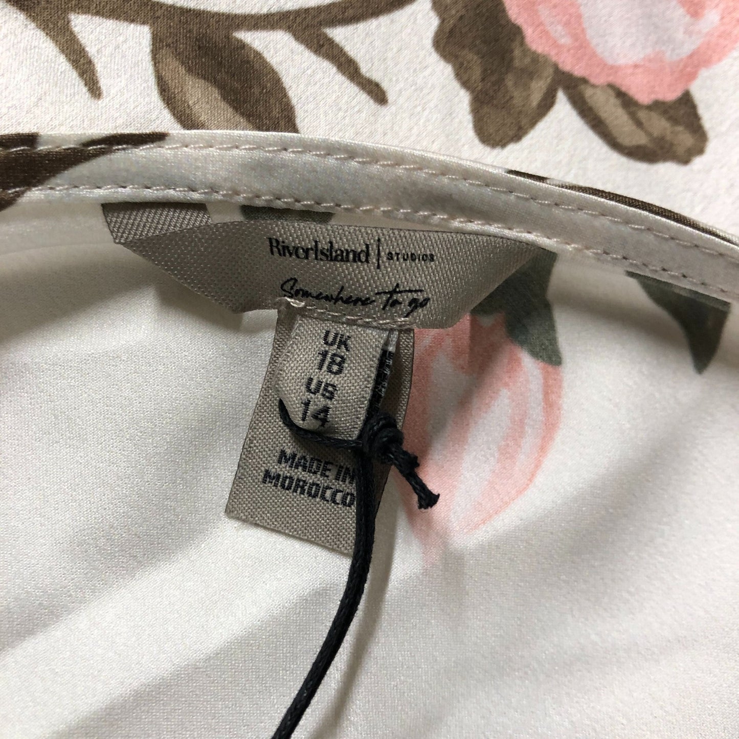 River Island Camisole Women's Floral Satin Top with Scalloped Edges Size 18