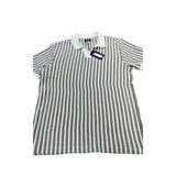 River Island Men's Polo Shirt Size M Green And White Striped Cotton New With Tag