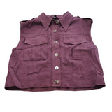River Island Women's Sleeveless Button Up Top UK10 Burgundy Utility Style