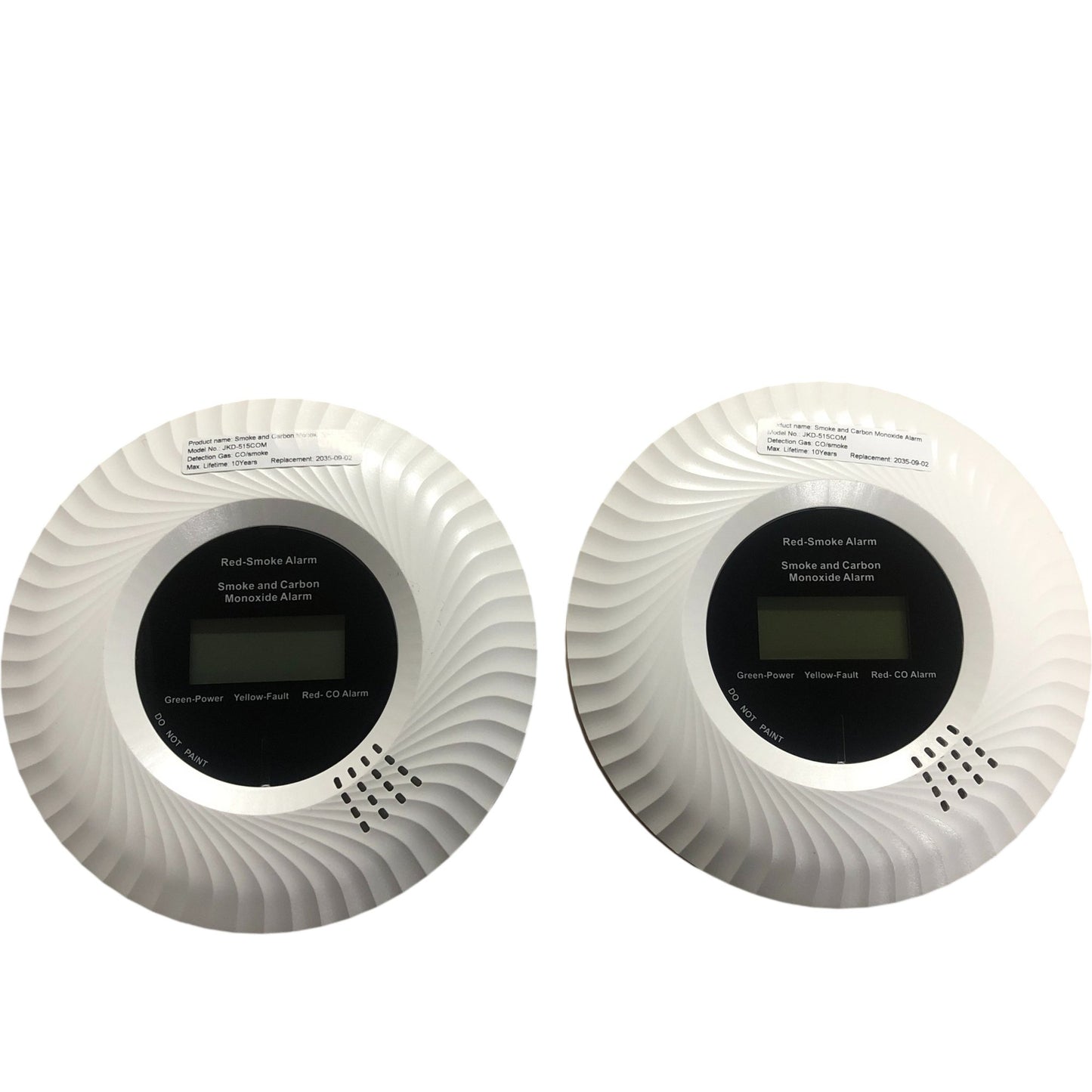 Smoke And CO Alarm JKD 515COM Battery Powered LCD Display 2 Pack