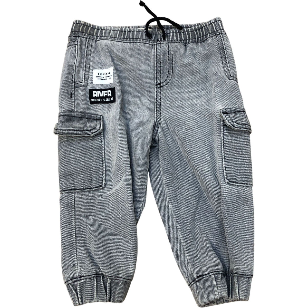 River Island Baby Cargo Pants 100 Cotton Grey Casual Trousers 12-18 Months