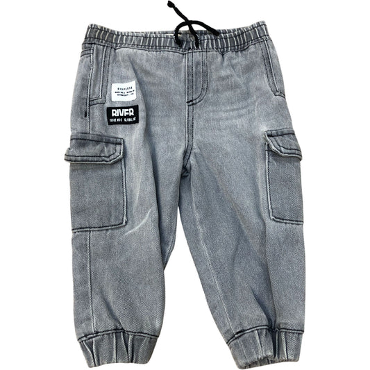 River Island Baby Cargo Pants 100 Cotton Grey Casual Trousers 12-18 Months