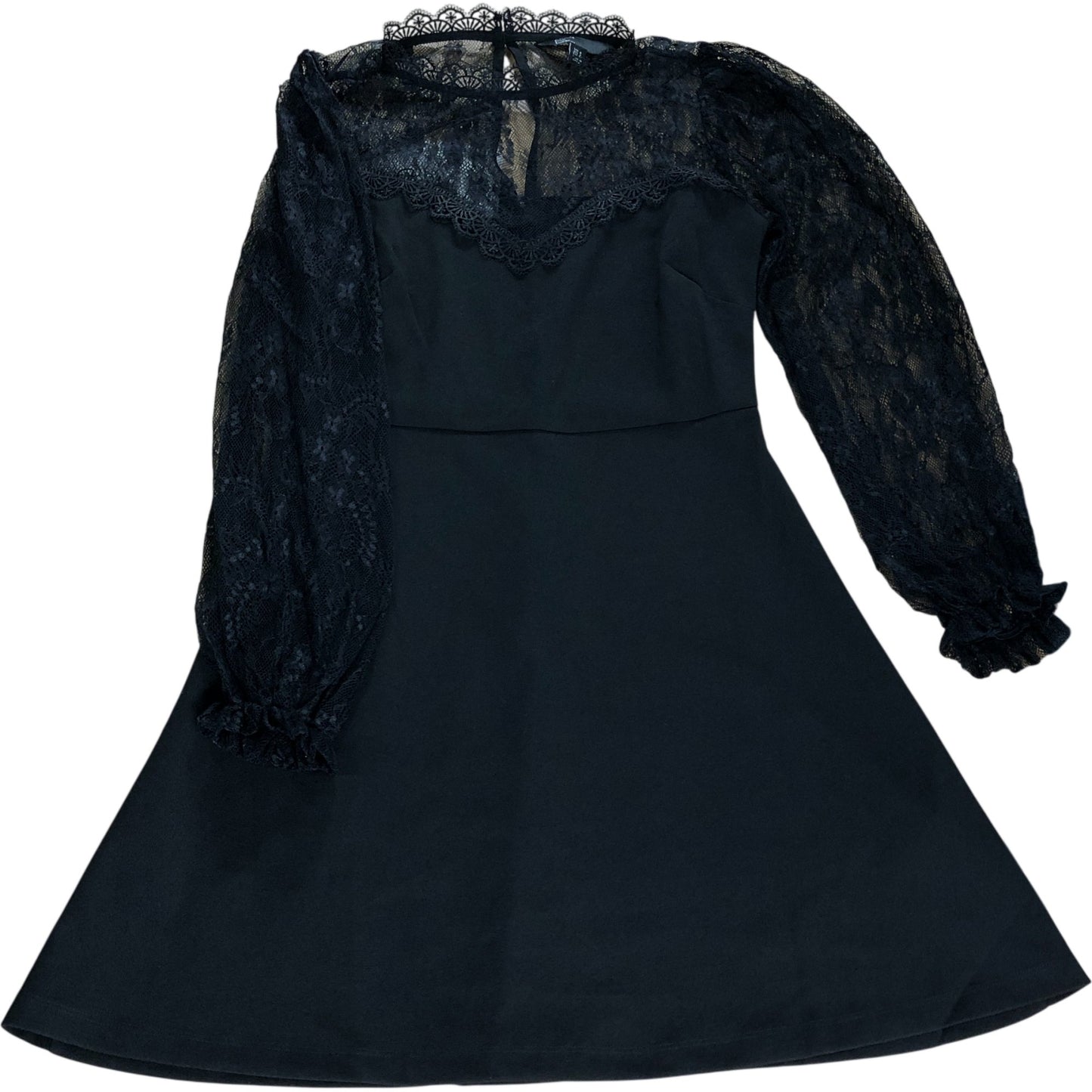 Friends Like These UK8 Women's Black Lace Sleeve Dress Flared Skirt