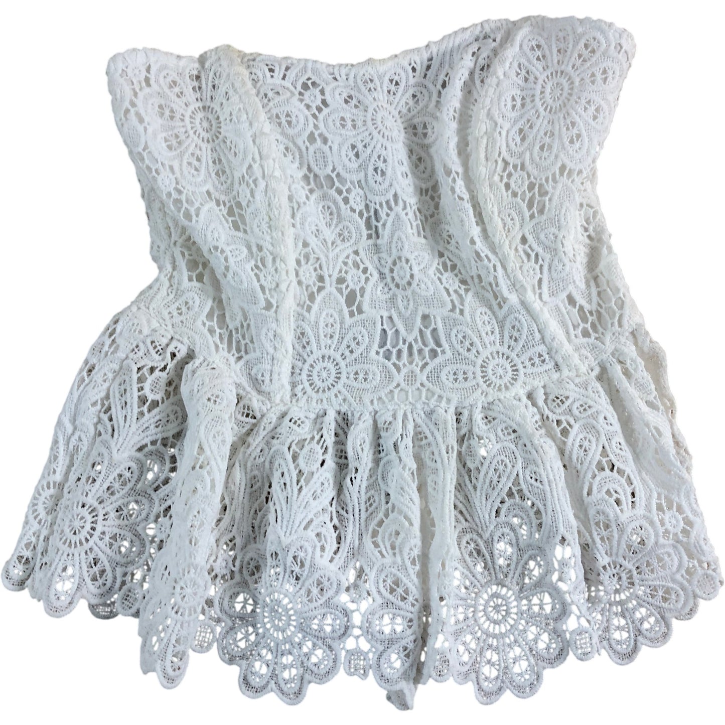 River Island Women's White Lace Peplum Top UK6 Floral Detail Sleeveless