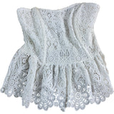 River Island Women's White Lace Peplum Top UK6 Floral Detail Sleeveless