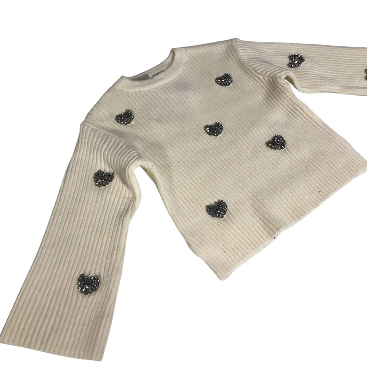 River Island Set Sweater With Heart Detailing And Black Faux Leather Shorts