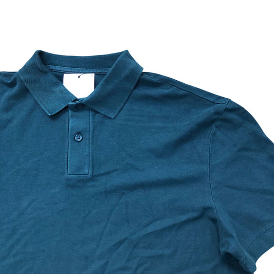 Dark Green Relaxed Fit Cotton Polo Shirt Size M