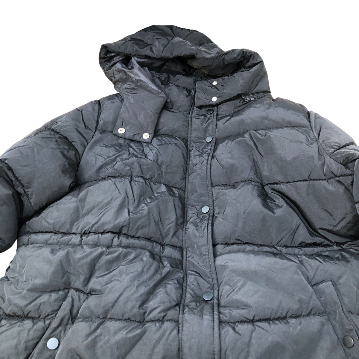 Puffer Jacket UK20 Women's Long Black Hooded Lightweight Outerwear