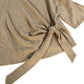 River Island Ribbed Tie Front Top Women Beige Bell Sleeve Casual Wear