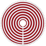 Pom Pom Edged Red & White Striped Christmas Tree Skirt