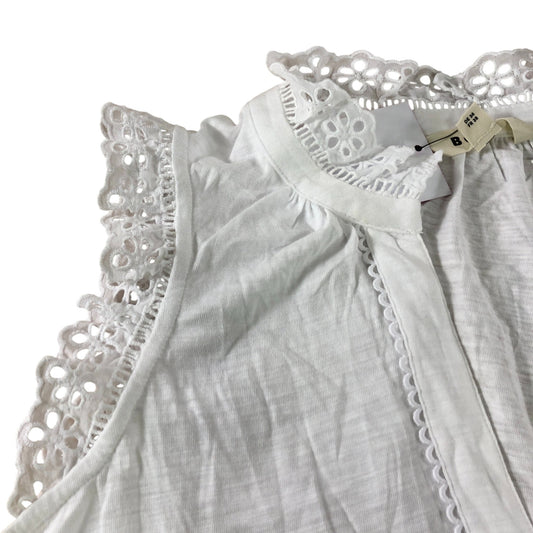 Boden White Aria Broderie Trim Vest UK10