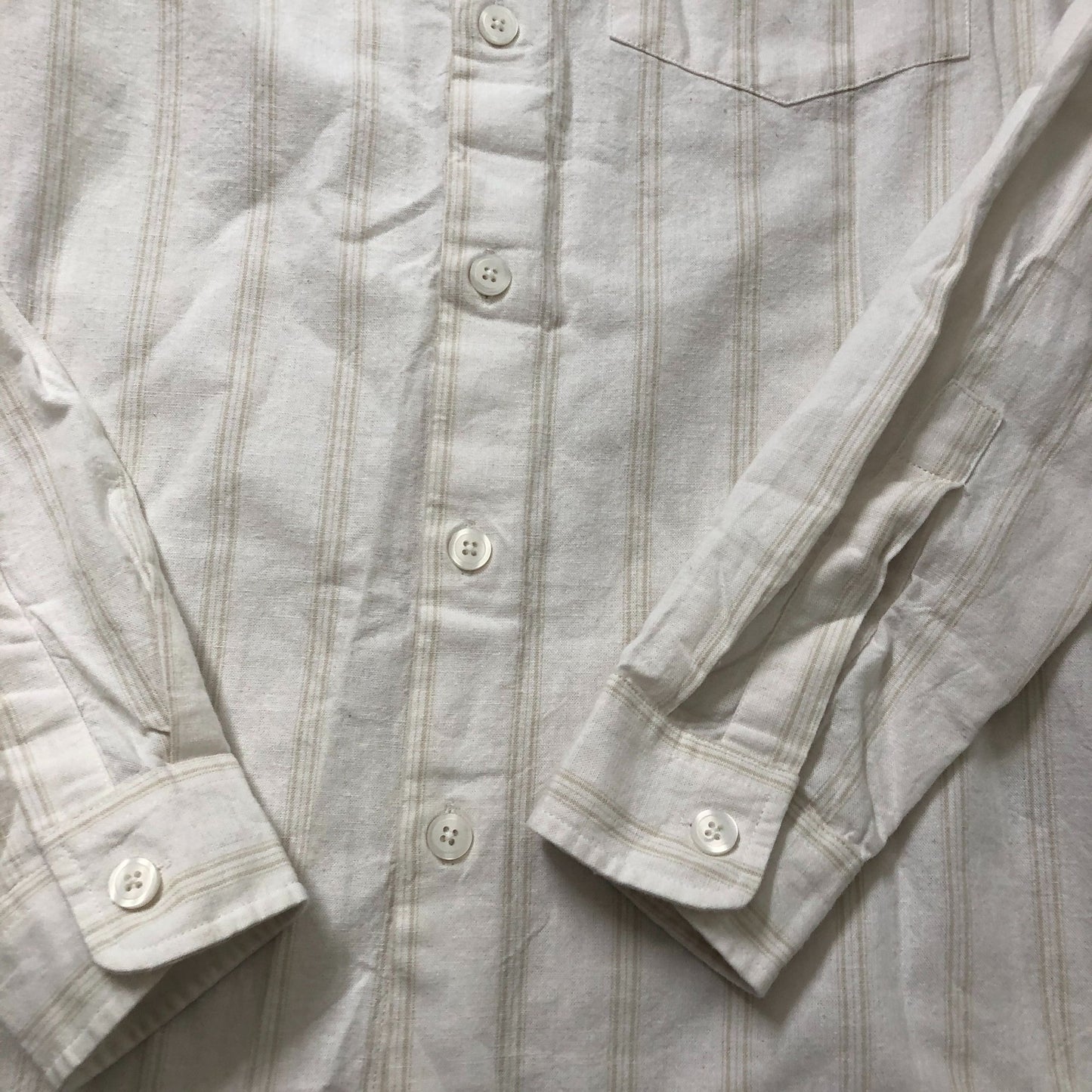 River Island Mens Casual Shirt White Striped Long Sleeve Size S