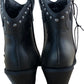 Women's Black Ankle Boots UK4Studded Detail Zip Up Western Style