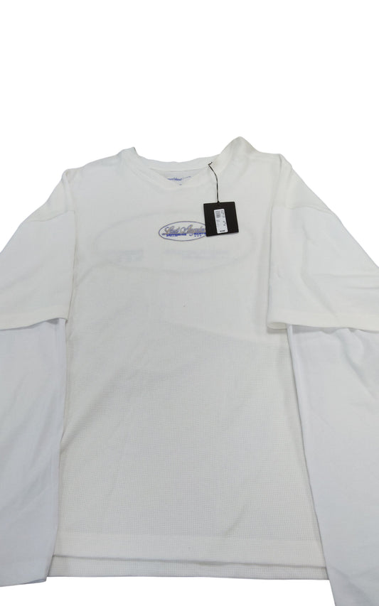 River Island Last Angeles Casual Top XL Men's White Waffle Pattern Fashion