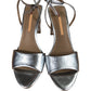 Lou 90 Leather Peep Toe High Heels - Silver - Size UK 5