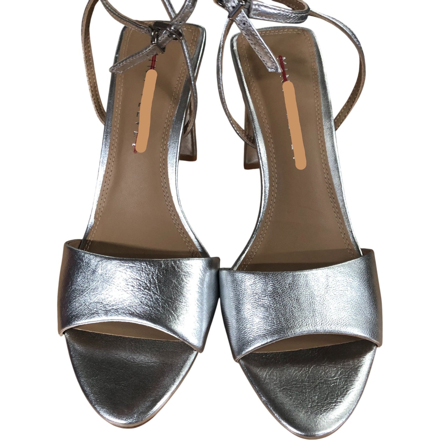 Lou 90 Leather Peep Toe High Heels - Silver - Size UK 5