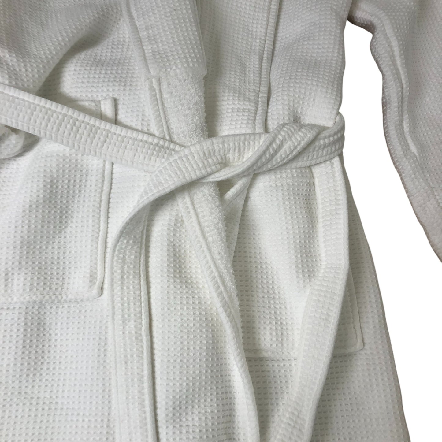 White Waffle Robe Soft 100% Organic Cotton Bathrobe With Belt M