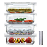 Bstask 4Pc Glass Meal Prep Bowls Set for Food Prep and Baking 1520ml