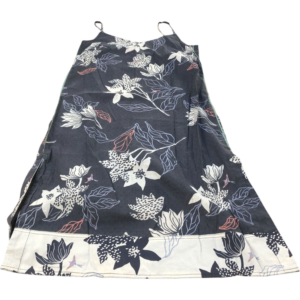 Floral Print Dress UK10 Women's Casual Cotton Sleeveless Grey