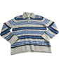 River Island Men's Casual Stripe Sweater UK S Blue Grey Long Sleeve Polo