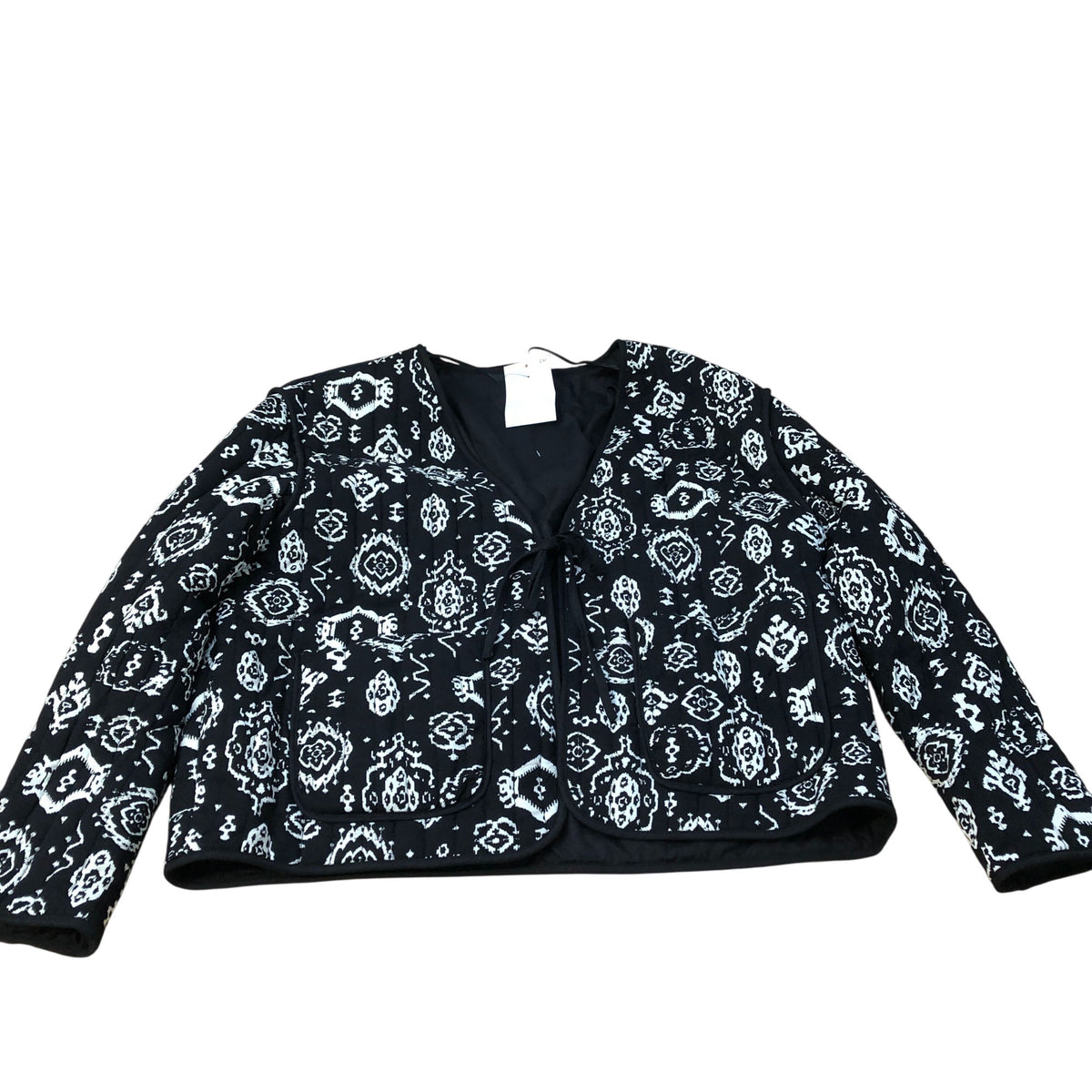 Bohemian Style Black And White Quilted Jacket Women Casual Chic UK16