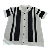 River Island Boys Knitted Short Sleeve Shirt UK11-12 Black White Striped