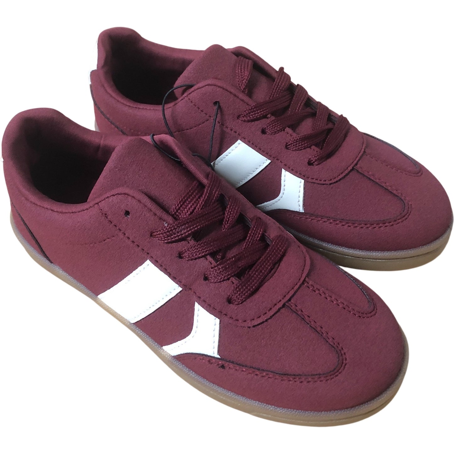 Kids Burgundy Faux Suede Trainers UK3