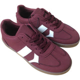 Kids Burgundy Faux Suede Trainers UK3
