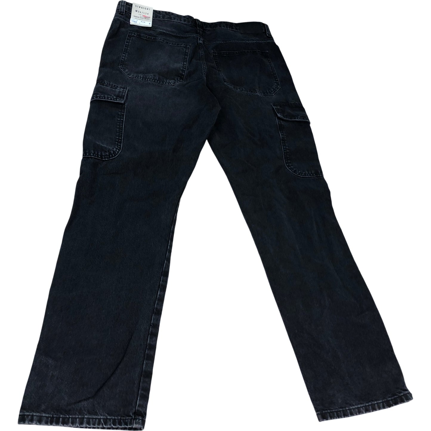 River Island Denim Specialist W36 L34 Men's Cargo Trousers Black Straight