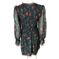 Floral Smock Dress Women's Long Sleeve UK Size 10 Black Green Red Flowers