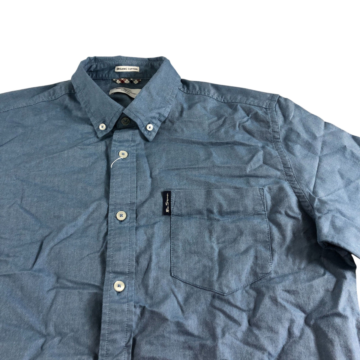 Ben Sherman Organic Cotton Shirt Medium Men's Airforce Blue Button-Up
