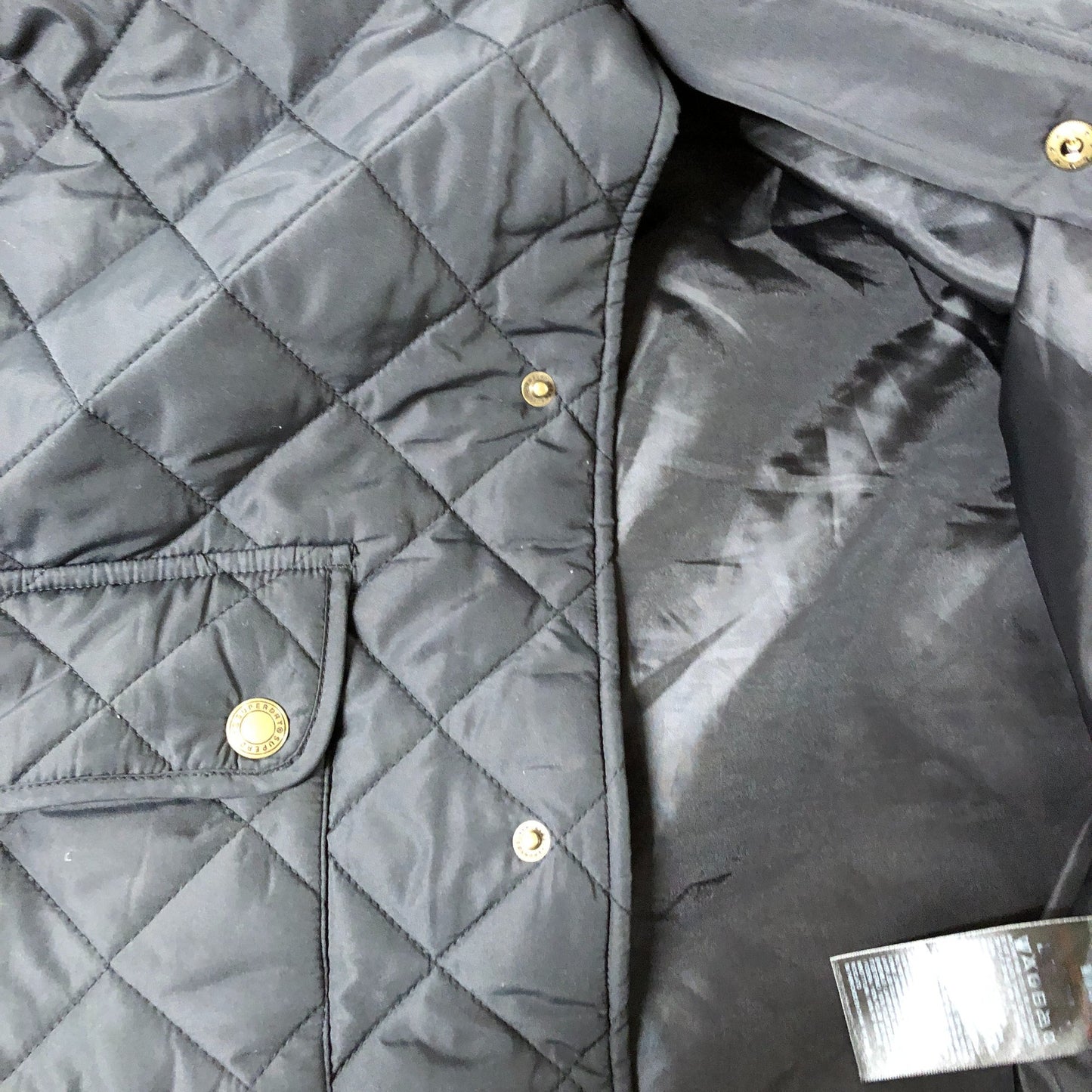 Premium Women's Puffer Jacket Size M Quilted Navy With Cord Collar