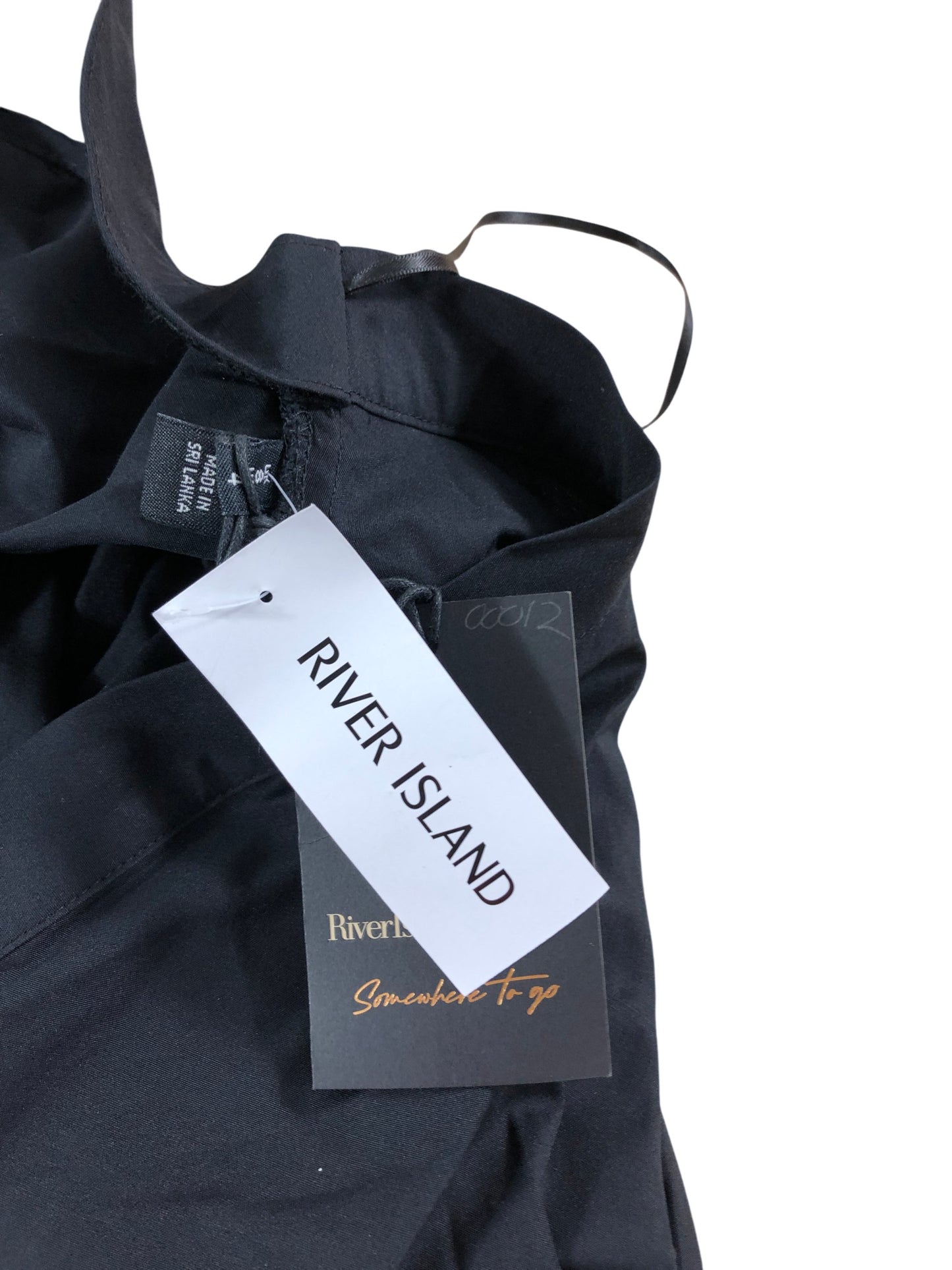 River Island Black Cropped Top UK8 Women's Stylish V Neck Long Sleeve Shirt