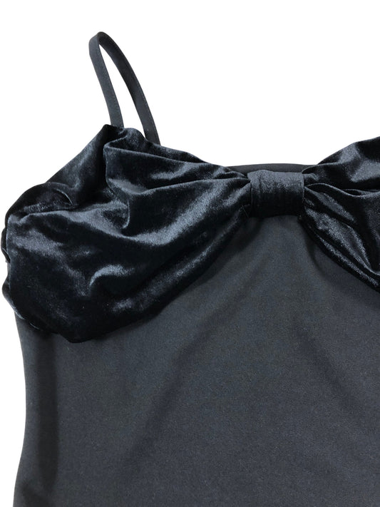 RIVER ISLAND Black One Piece UK15-16 Girls Velvet Bow Detail