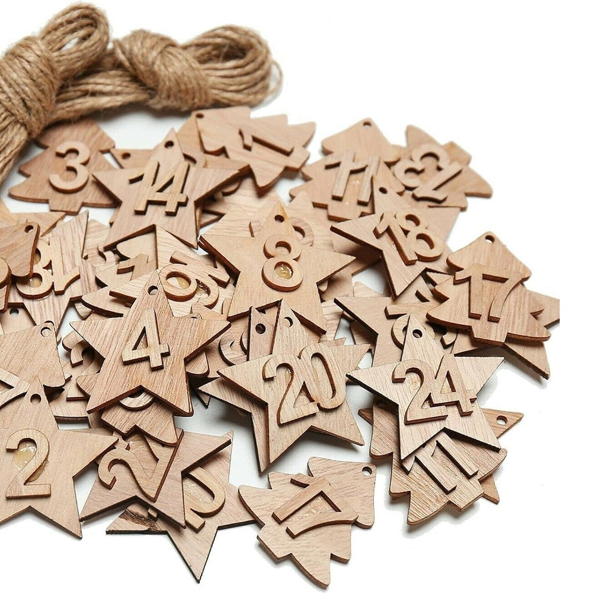 Wooden Number Christmas Countdown DIY Calendar 48 Pieces