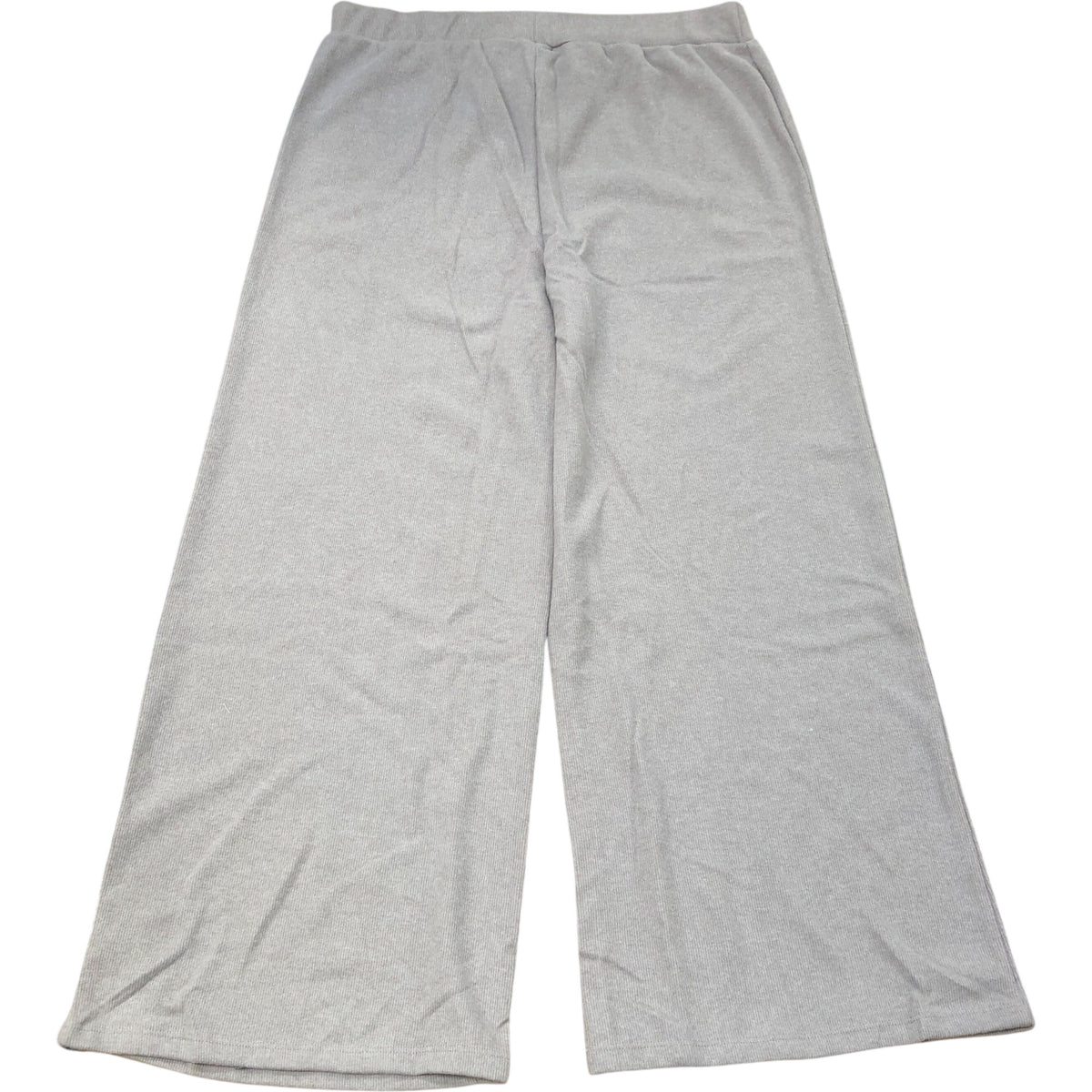 Wide Leg Trousers Grey Ribbed Fabric Soft Feel