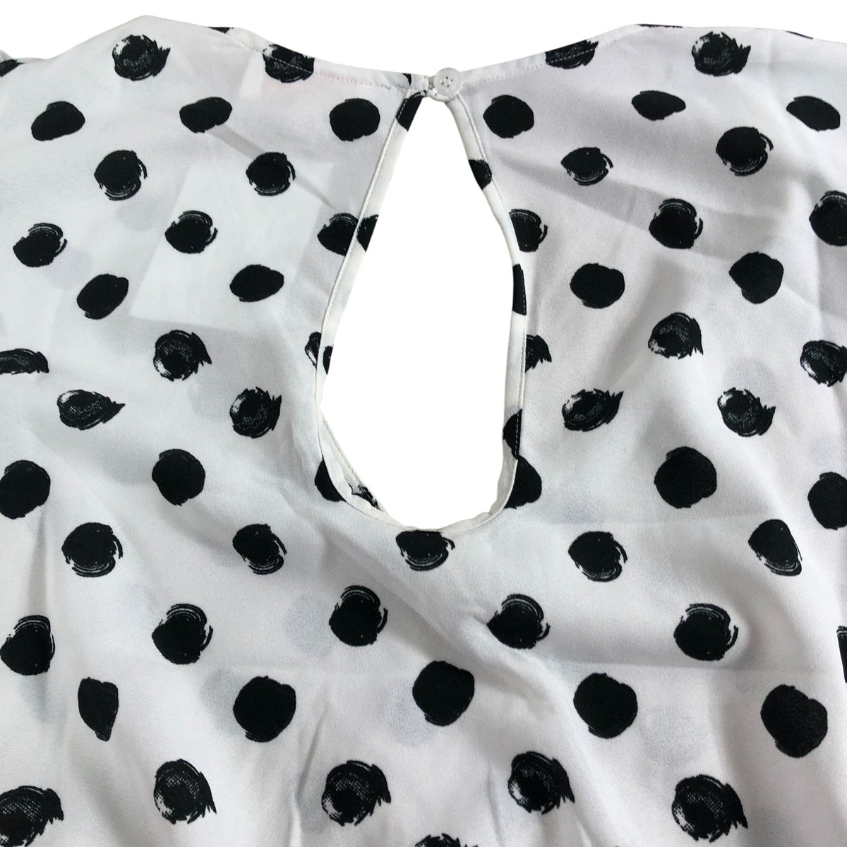 Dancing Leopard Polka Dot Bodysuit UK6 Women's White Black Flared Sleeve V Neck