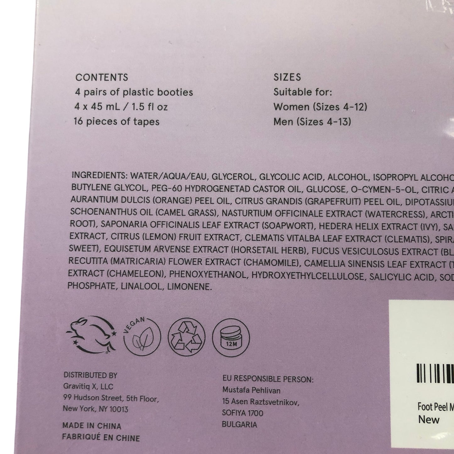 GRACE & STELLA Dr Pedicure Foot Mask 4 Pairs Exfoliating Lavender Vegan