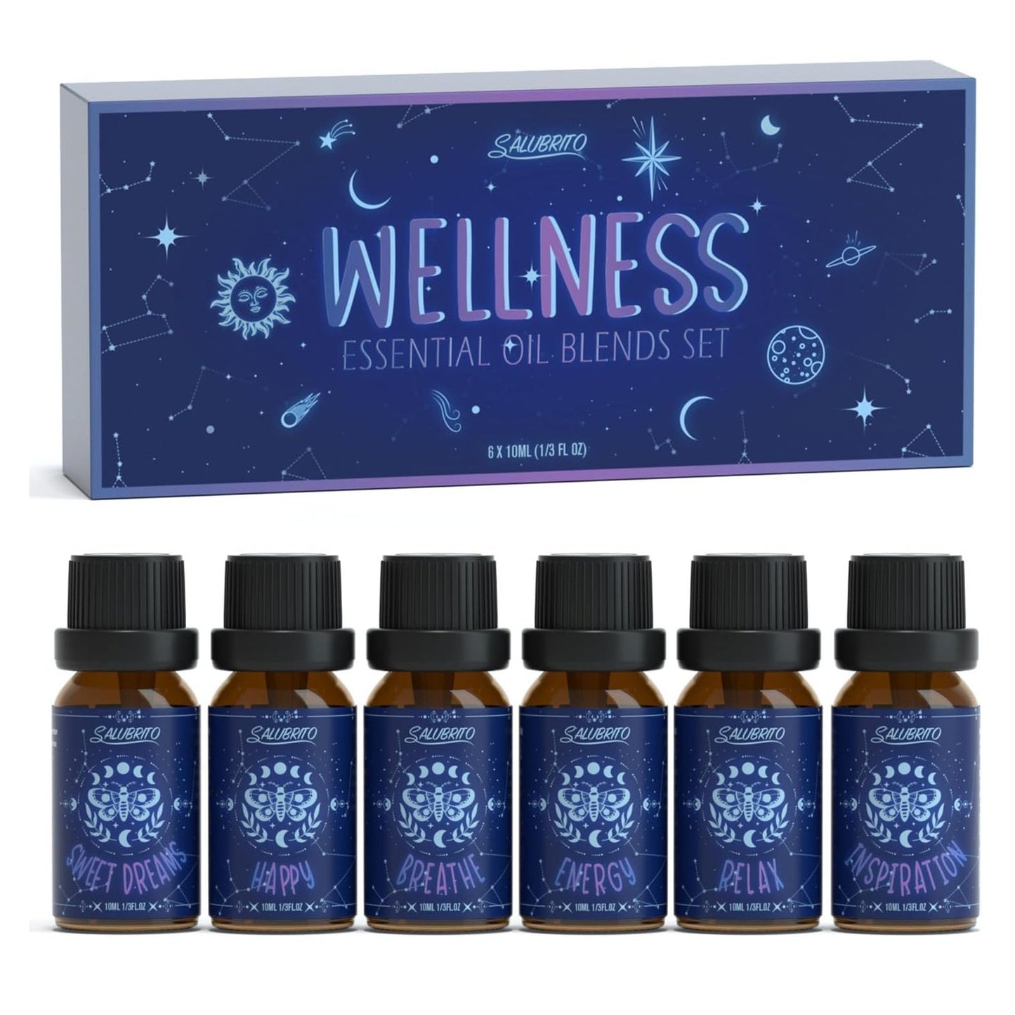 Salubrito Wellness Essential Oil Blends Set 6x10ml Aromatherapy Gift Set
