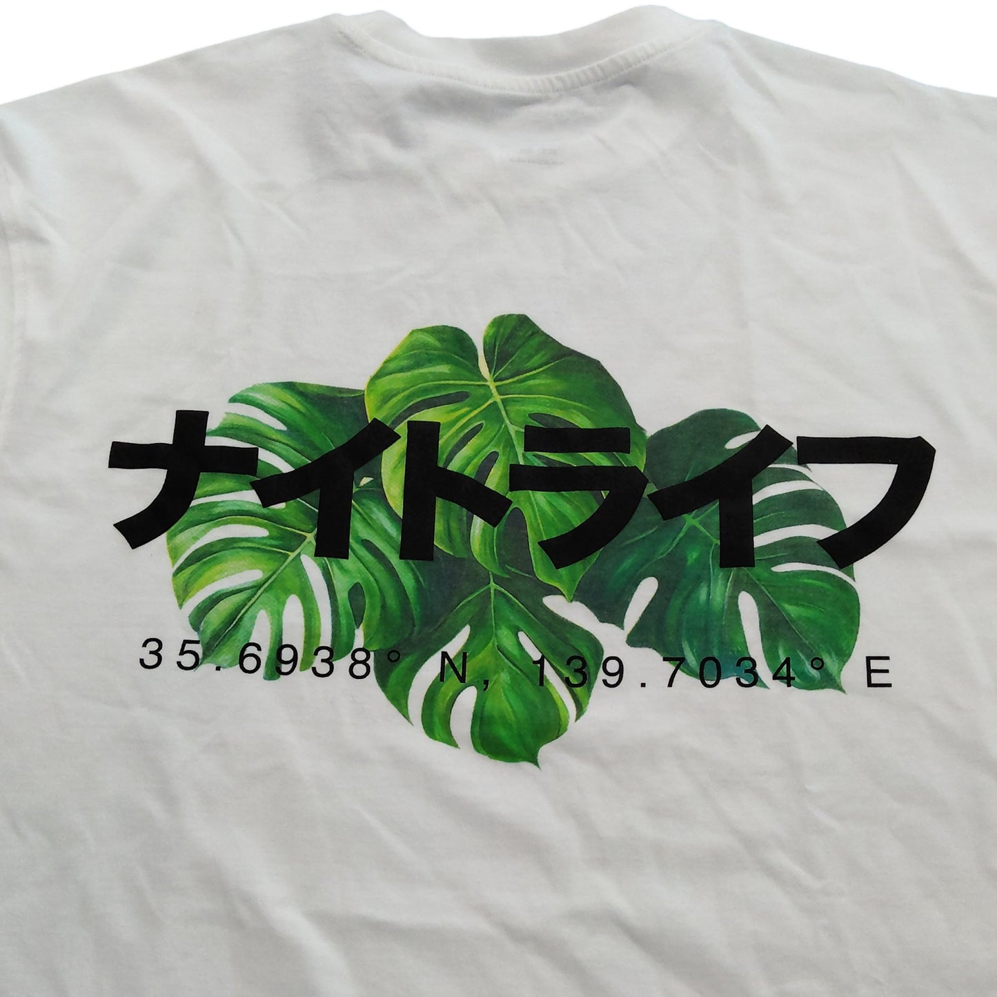 River Island Regular Fit T-Shirt XL Men's White Green Print Tropical Design