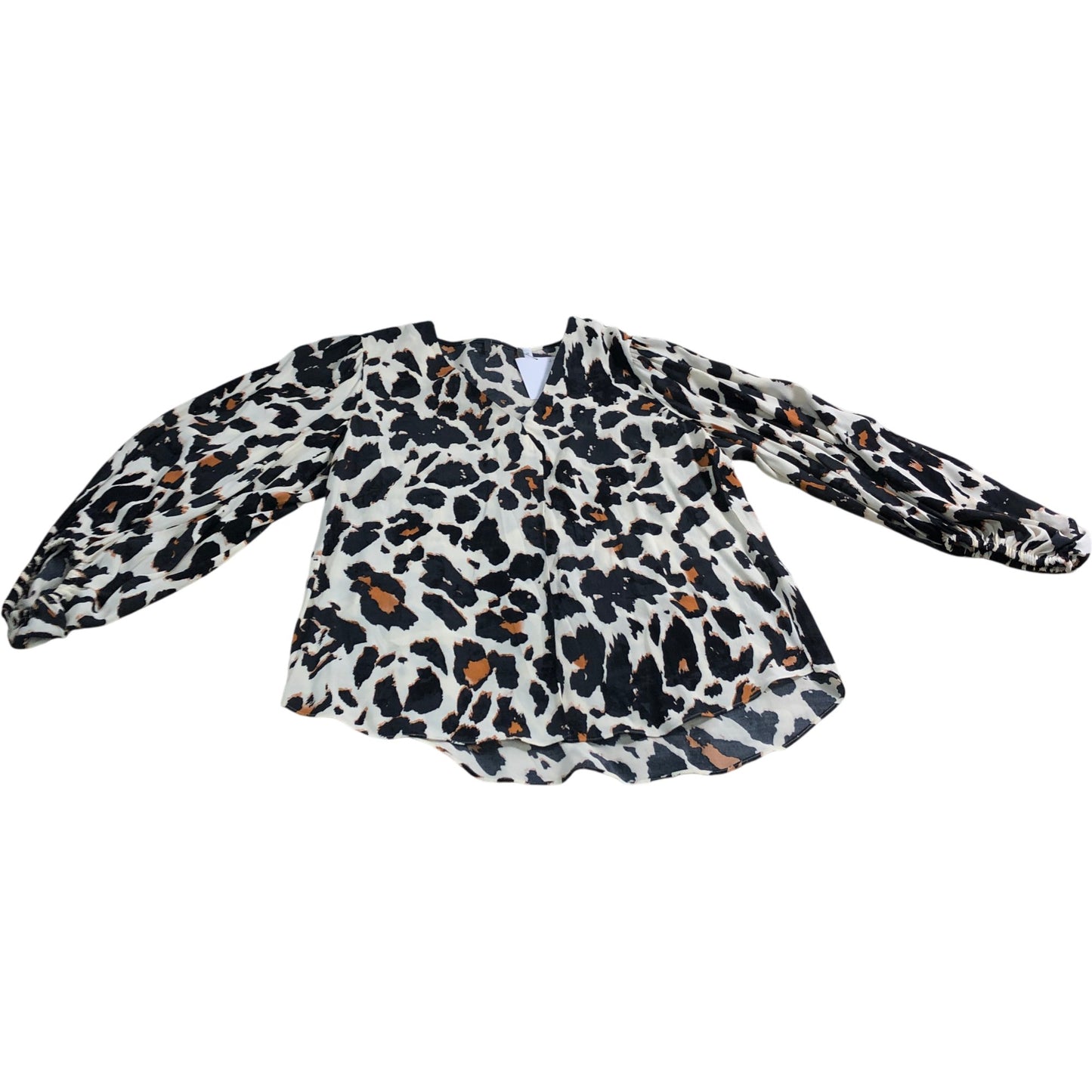 Branded UK12 Women's Blouse Leopard Print V Neck Long Sleeve