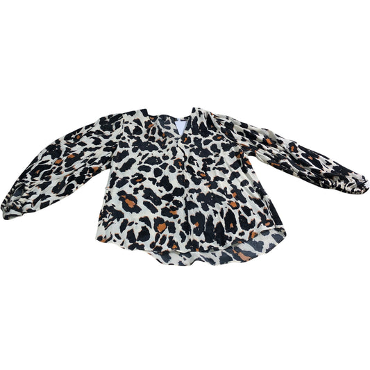 Branded UK12 Women's Blouse Leopard Print V Neck Long Sleeve