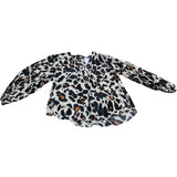 Branded UK12 Women's Blouse Leopard Print V Neck Long Sleeve