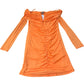River Island Off Shoulder Long Sleeve Dress Women's Orange Gathered
