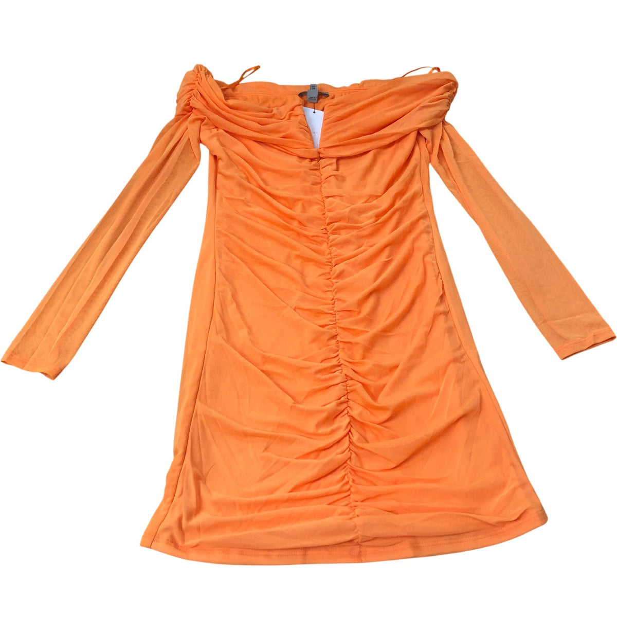River Island Off Shoulder Long Sleeve Dress Women's Orange Gathered