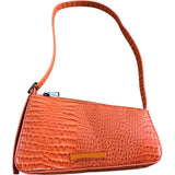 Croc Effect Orange Shoulder Bag Women's Fashion Stylish Handbag