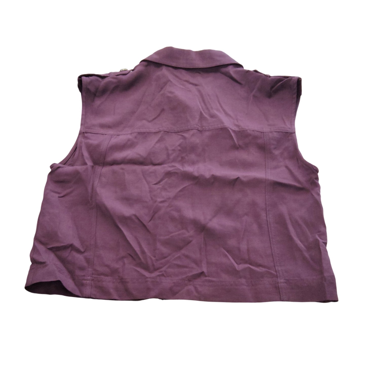 River Island Women's Sleeveless Button Up Top UK10 Burgundy Utility Style