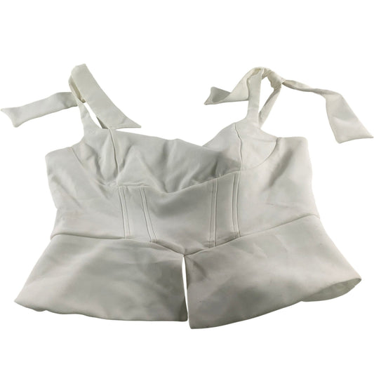 River Island White Crop Top UKM Women's Adjustable Tie Straps