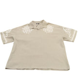 River Island X-Large Polo Shirt Men's Embroidered Design Light Beige Casual
