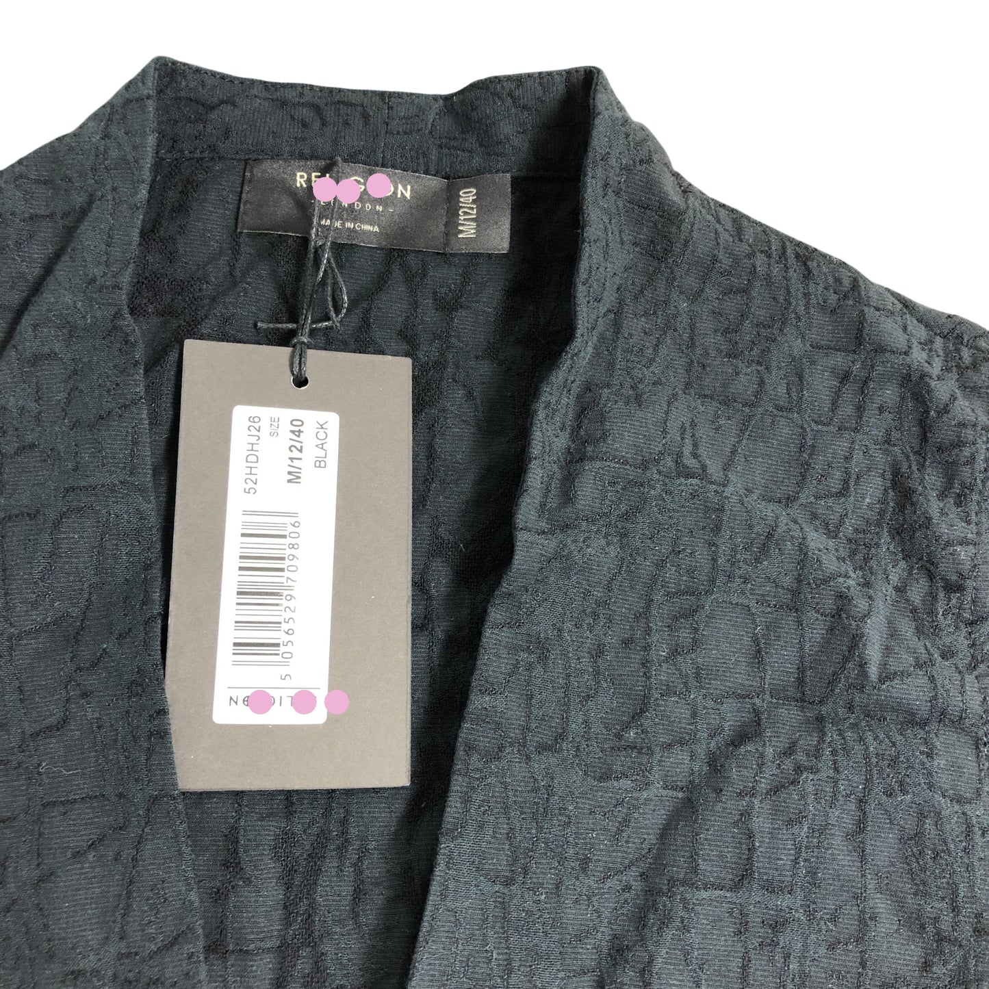 Branded London Women's Black Vest Top Size M 12 40 Crinkled Design With Studs